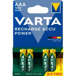 Varta Recharge Charge Accu Power Aaa 1000mah 4 Pack (3+1) - Batteri
