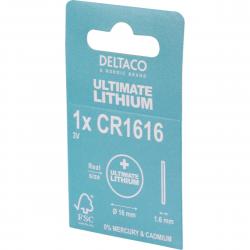 Deltaco Ultimate Lithium Battery, 3v, Cr1616 Button Cell, 1-pack - Batteri